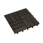 Acacia Wood Interlocking Deck Tiles Checker Pattern, 30 PCS 12inch X 12inch Dark Brown Square Acacia Hardwood Outdoor Flooring For Patio, Bancony, Pool Side - Image 9