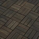 Acacia Wood Interlocking Deck Tiles Checker Pattern, 30 PCS 12inch X 12inch Dark Brown Square Acacia Hardwood Outdoor Flooring For Patio, Bancony, Pool Side - Image 6