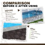 Acacia Wood Interlocking Deck Tiles Checker Pattern, 30 PCS 12inch X 12inch Dark Brown Square Acacia Hardwood Outdoor Flooring For Patio, Bancony, Pool Side - Image 8