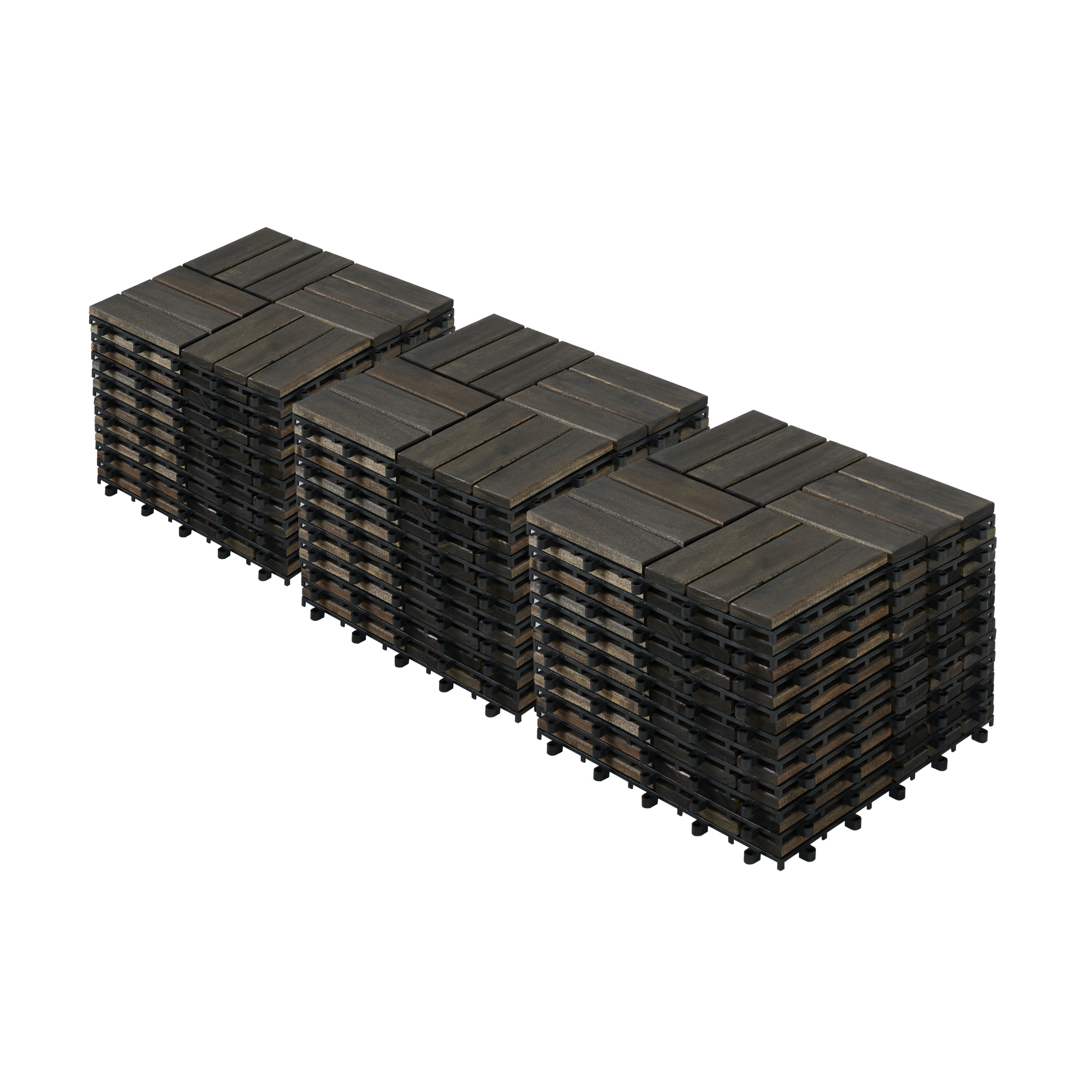 c7ea4f42-ed76-4001-9418-01add4b222c5.jpg Acacia Wood Interlocking Deck Tiles Checker Pattern, 30 PCS 12inch X 12inch Dark Brown Square Acacia Hardwood Outdoor Flooring For Patio, Bancony, Pool Side - Image 1